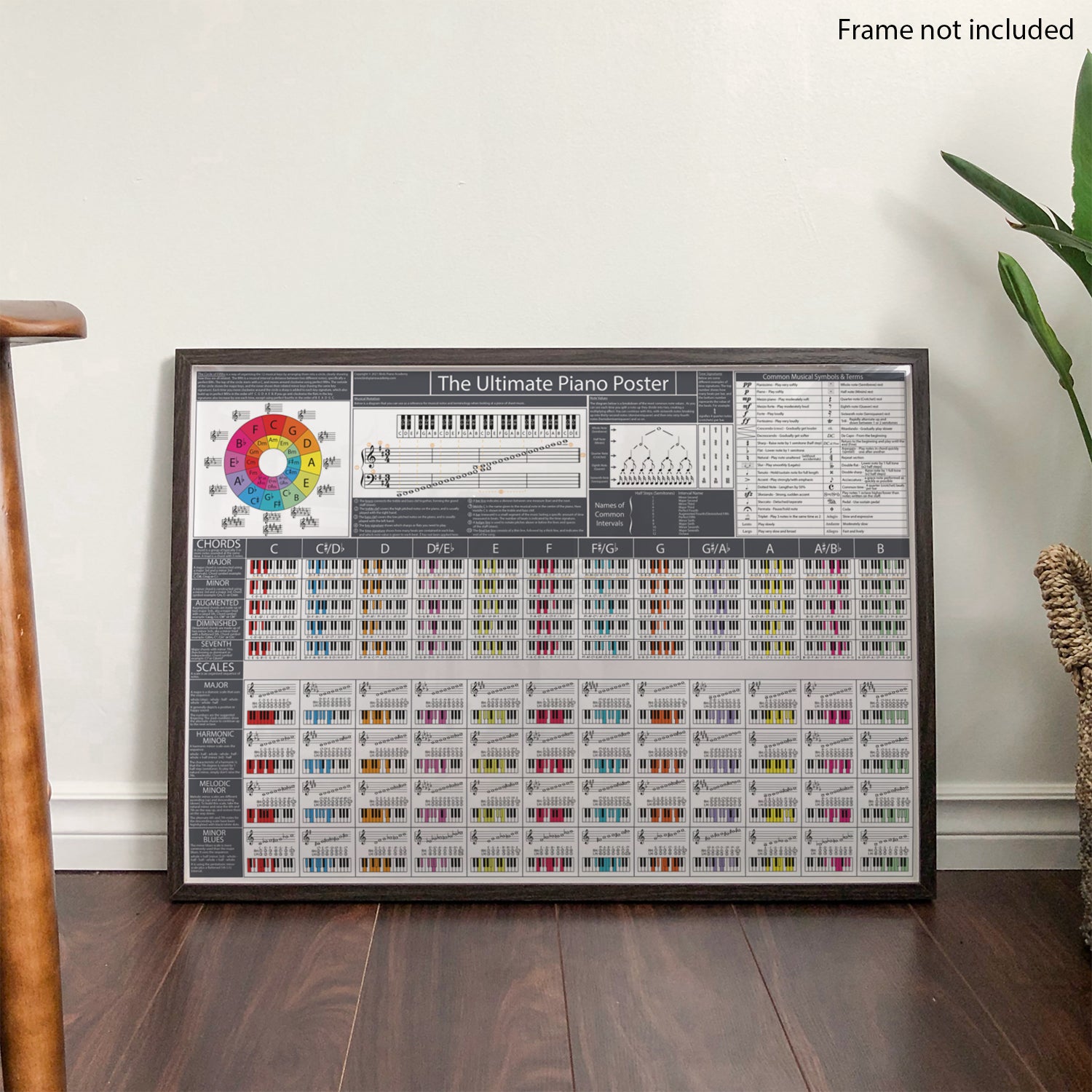 Load image into Gallery viewer, The Ultimate Piano Poster (Grey) - Piano Chords Chart, Scales Chart & Music Theory Print