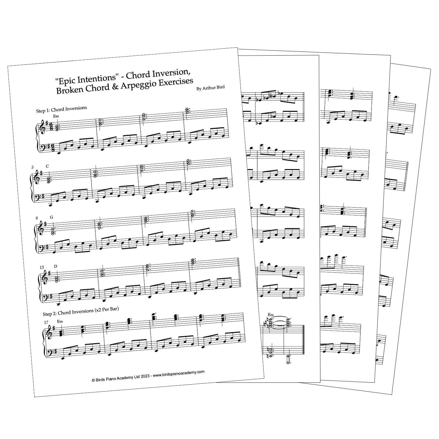 "Epic Intentions" - Chord Inversion, Broken Chord and Arpeggio Exercises Sheet Music (PDF Download)